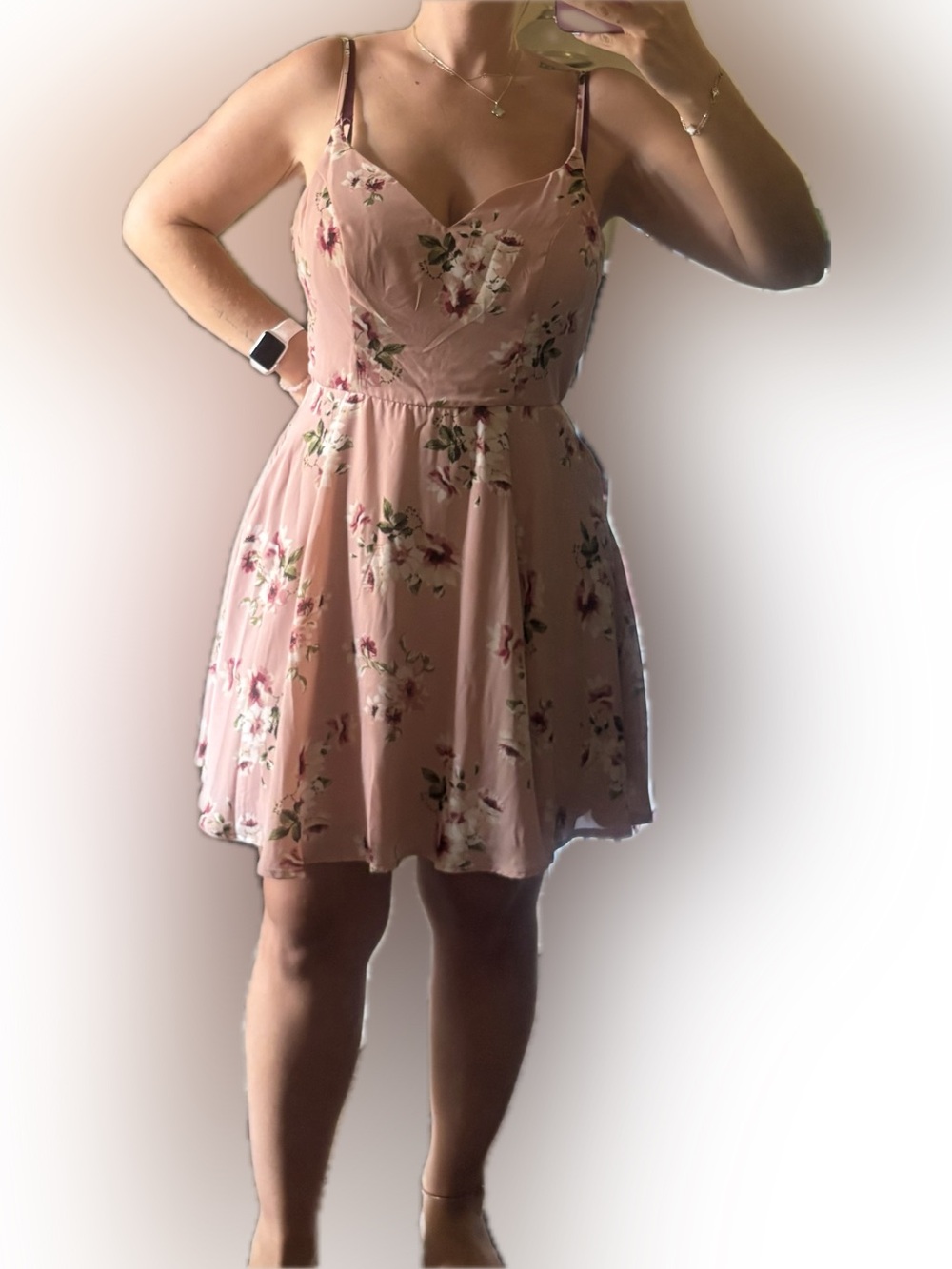 Trixxi Pink Floral Spaghetti-Strap Mini Dress
